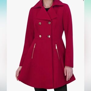 Women's Double-Breasted Red Coat